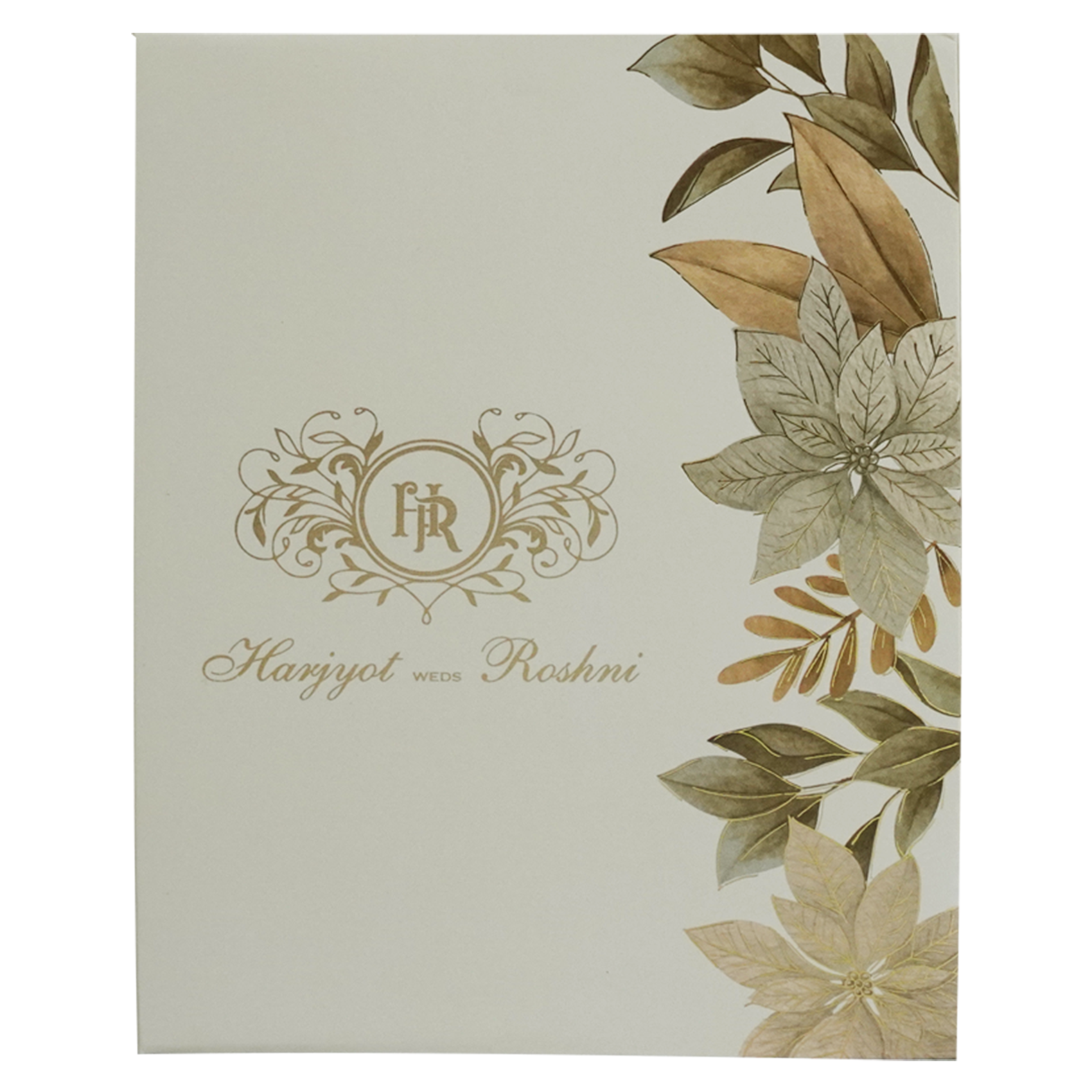 Cream Floral Padded Invitation Card-KBM04250