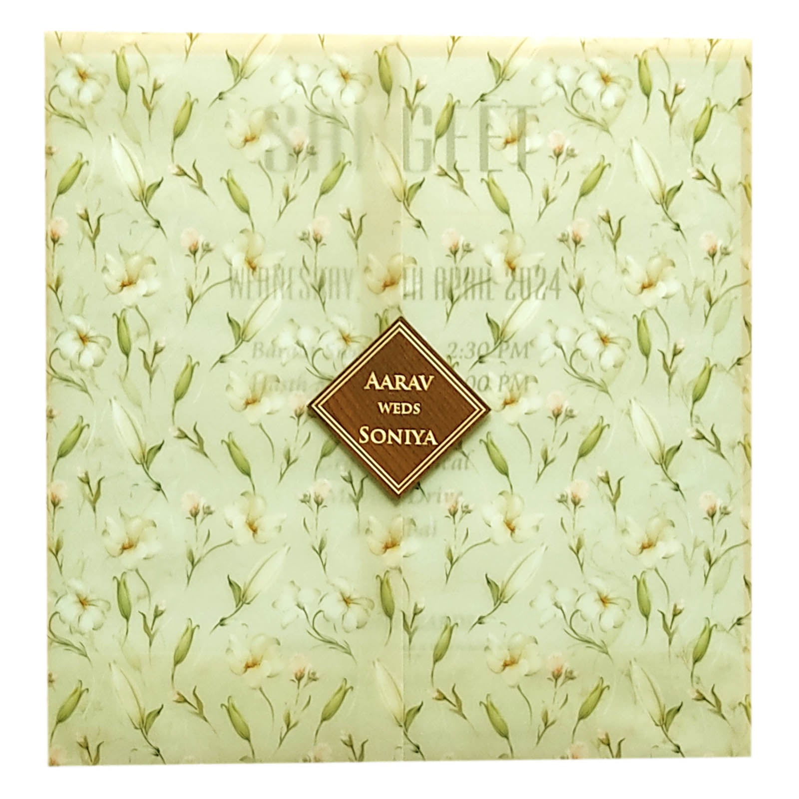 Cream Floral Tracing Invitation Card-KRC29020