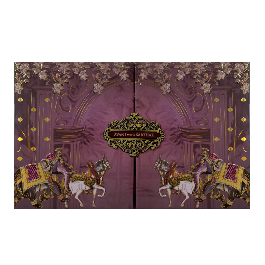 Mauve Purple Royal Wedding Card-KVN07270