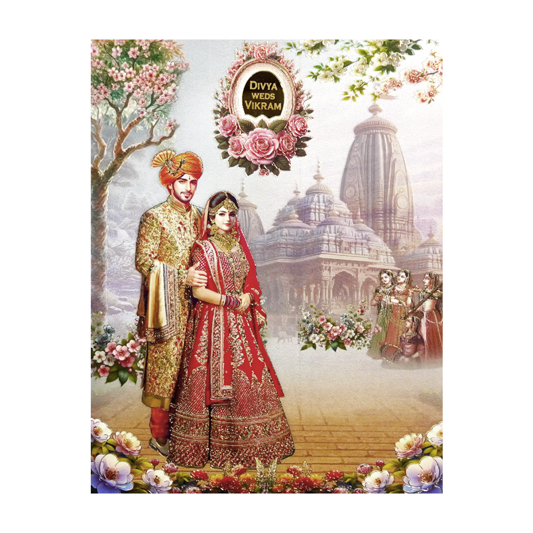 Grey Royal Bride Groom Box Wedding Card-King of Cards