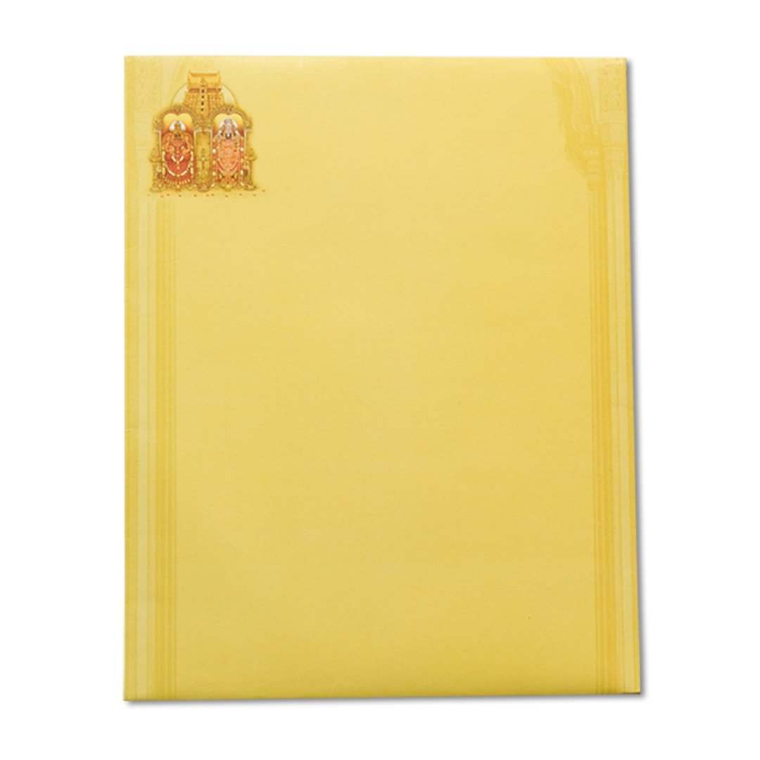 Yellow Balaji Ganesha Wedding Card-KNK3111