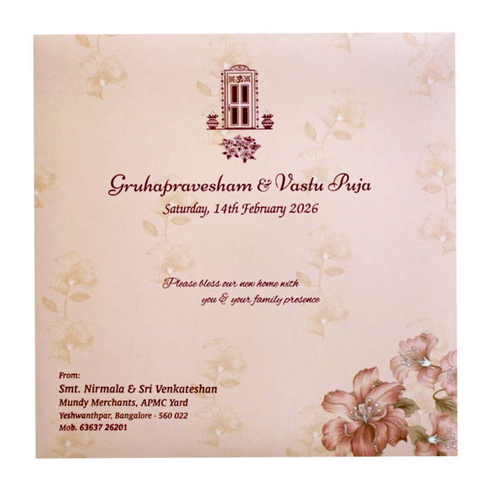 Pink Floral Laser Cut Invitation Card-King of Cards