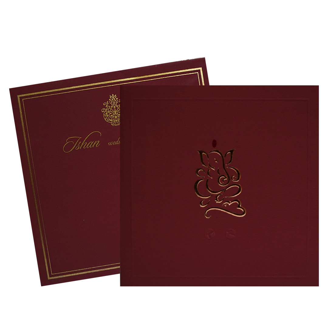 Maroon Ganesha Wedding Invitation-KRC30422