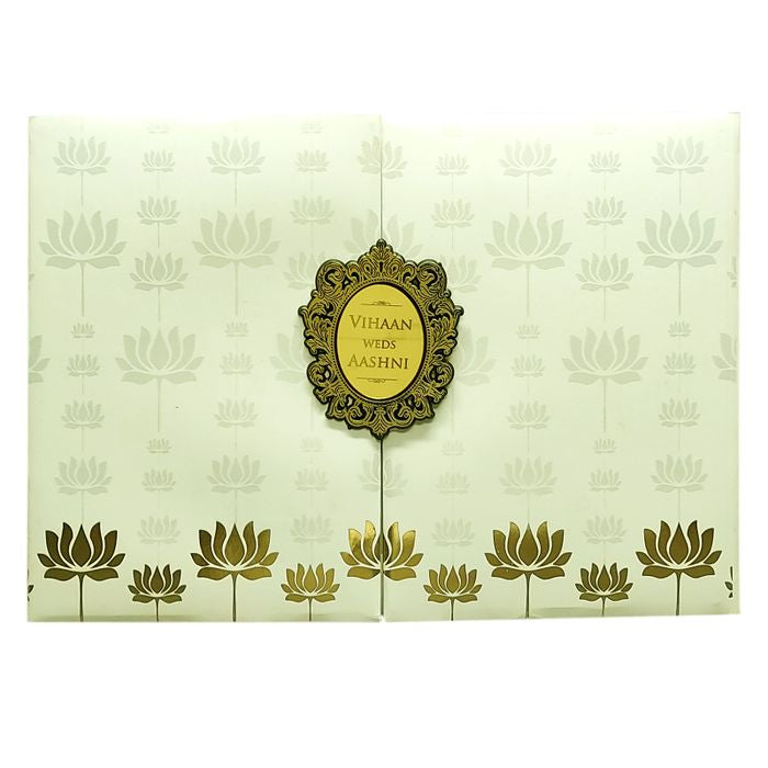 White Lotus Padded Invitation Card-King of Cards