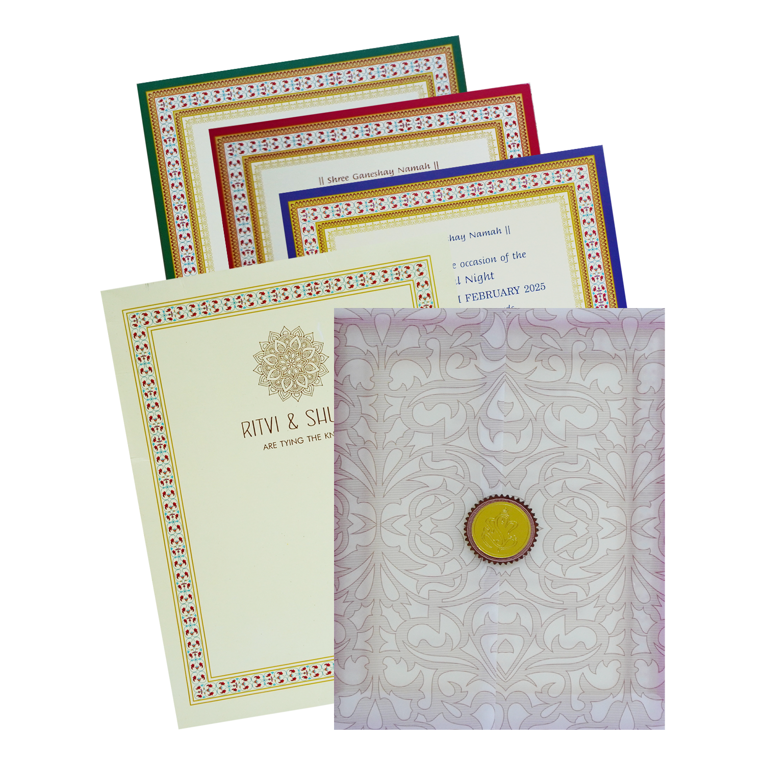 Cream Tracing Sheet Wedding Card-King of Cards