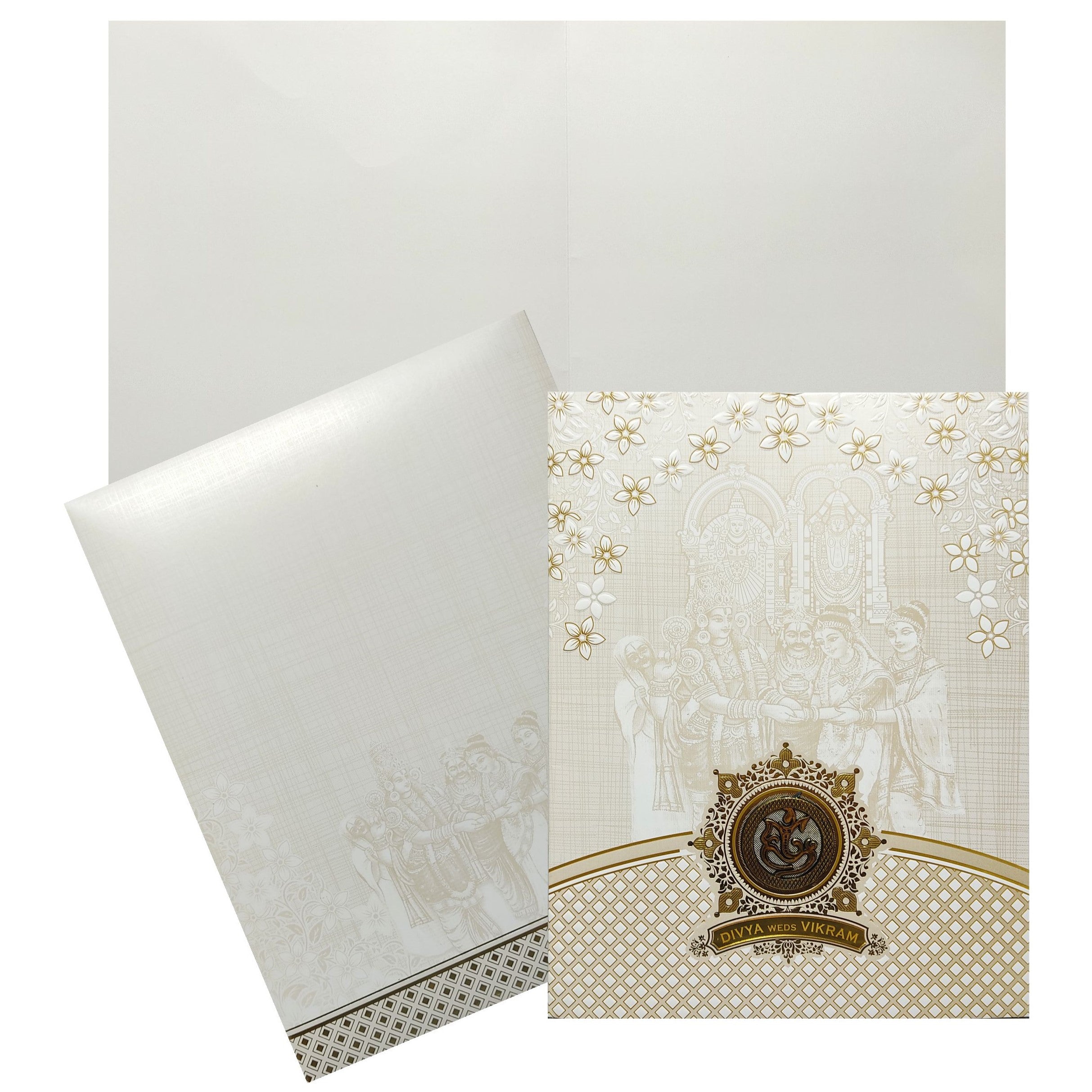 White Balaji Padmavathi Invitation Card-KNJS2063