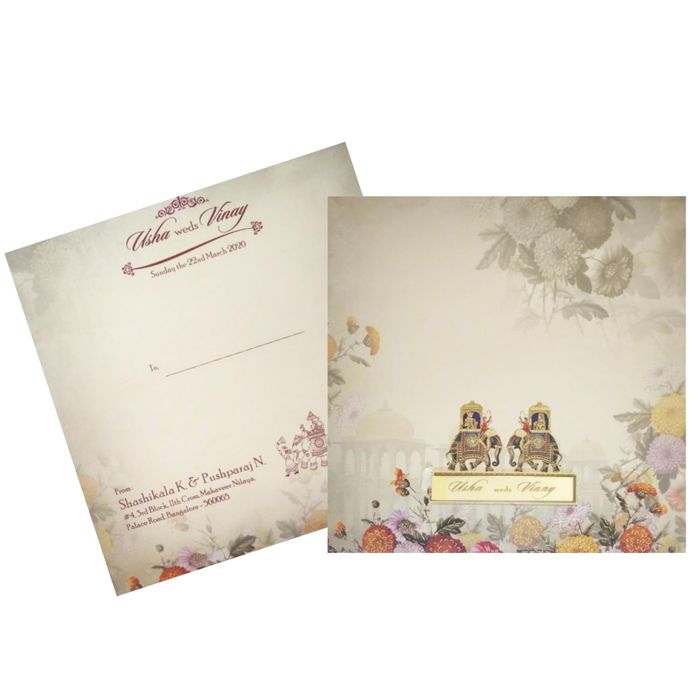 Grey Padded Stiff Board Invitation In Offset-KNPO5503Y-King of Cards