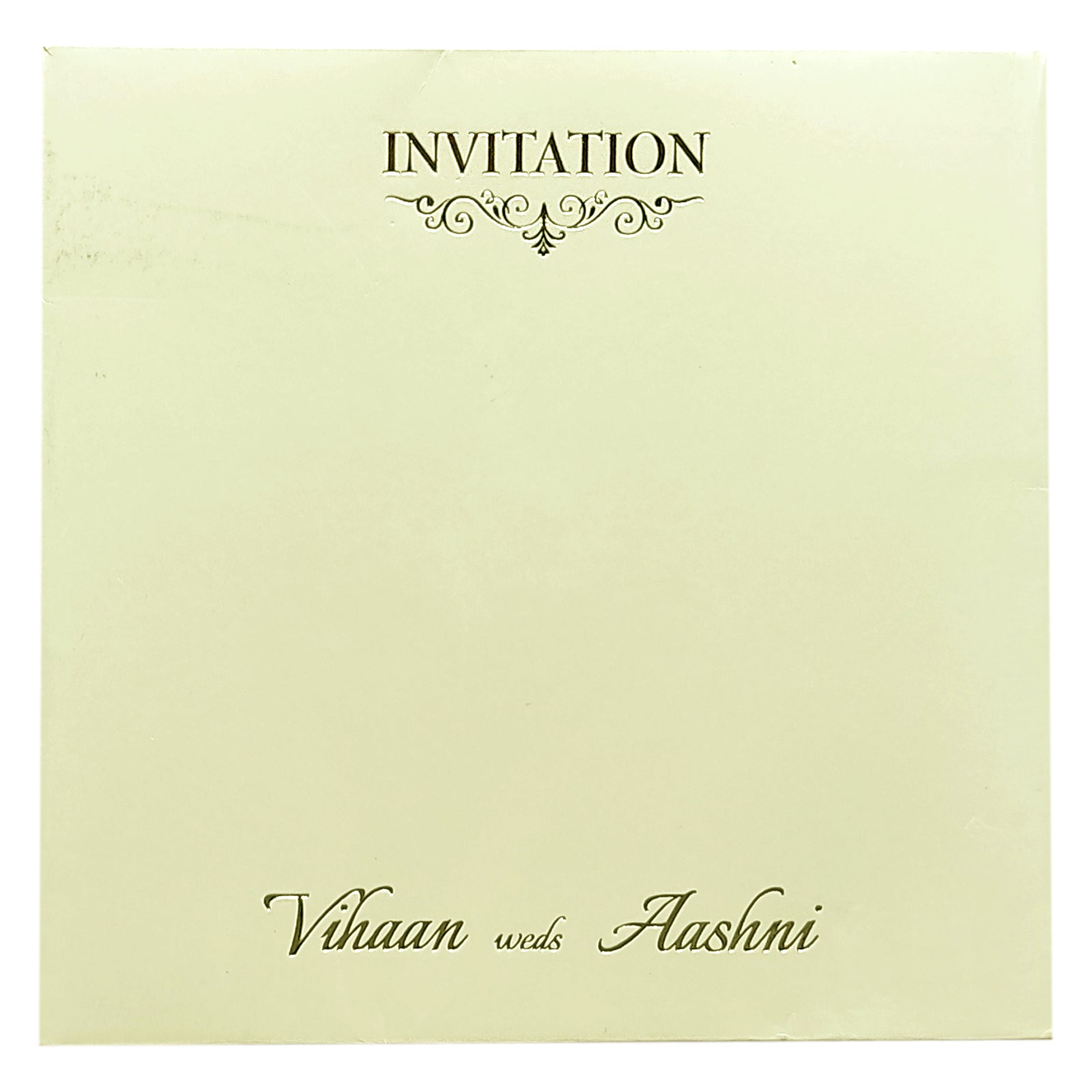 White Embossed Padded Invitation Card-KRC29730