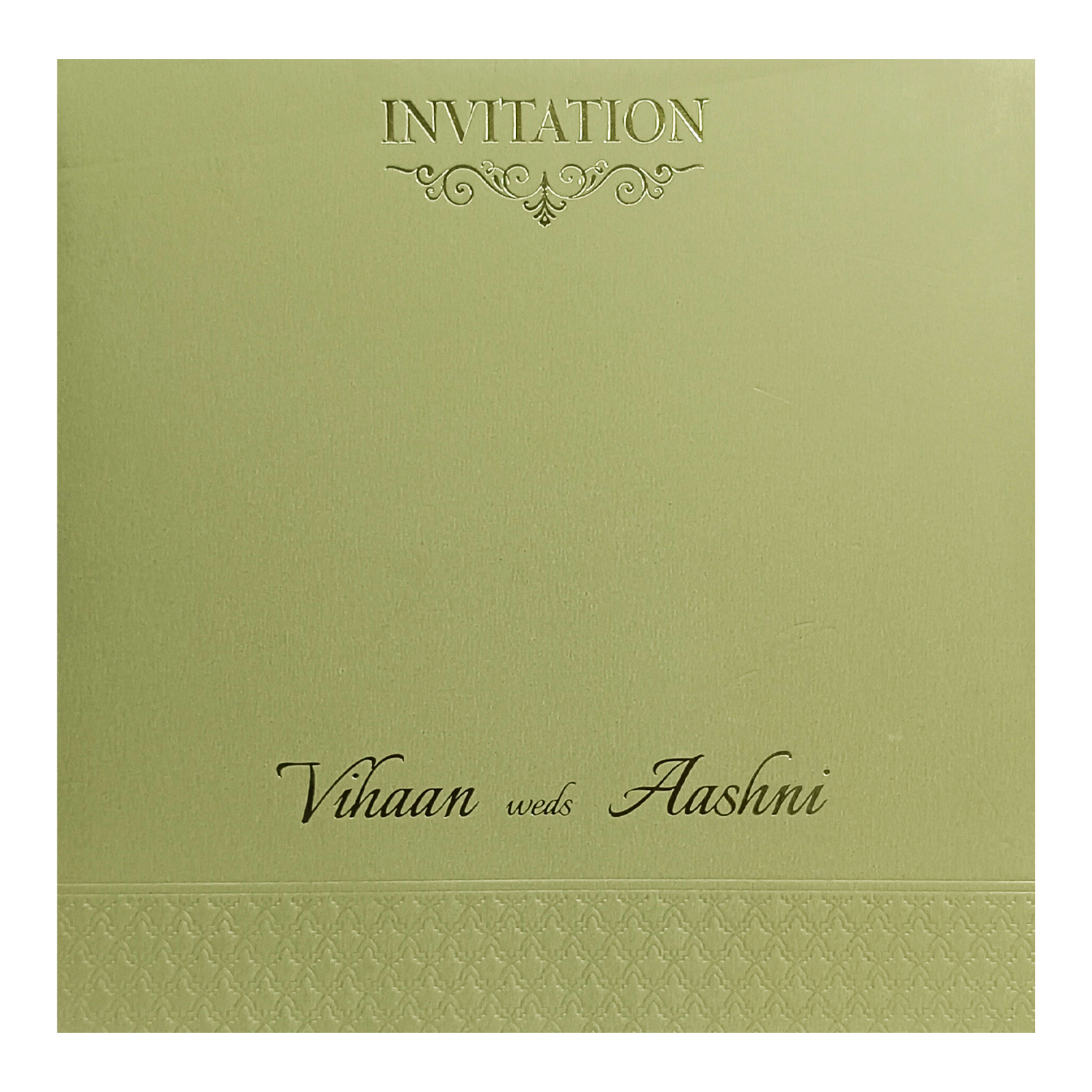 Light Olive Green Padded Invitation-KRC30471
