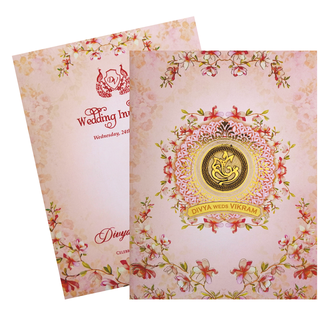 Pink Floral Nameplate Invitation Card-KNKC4067