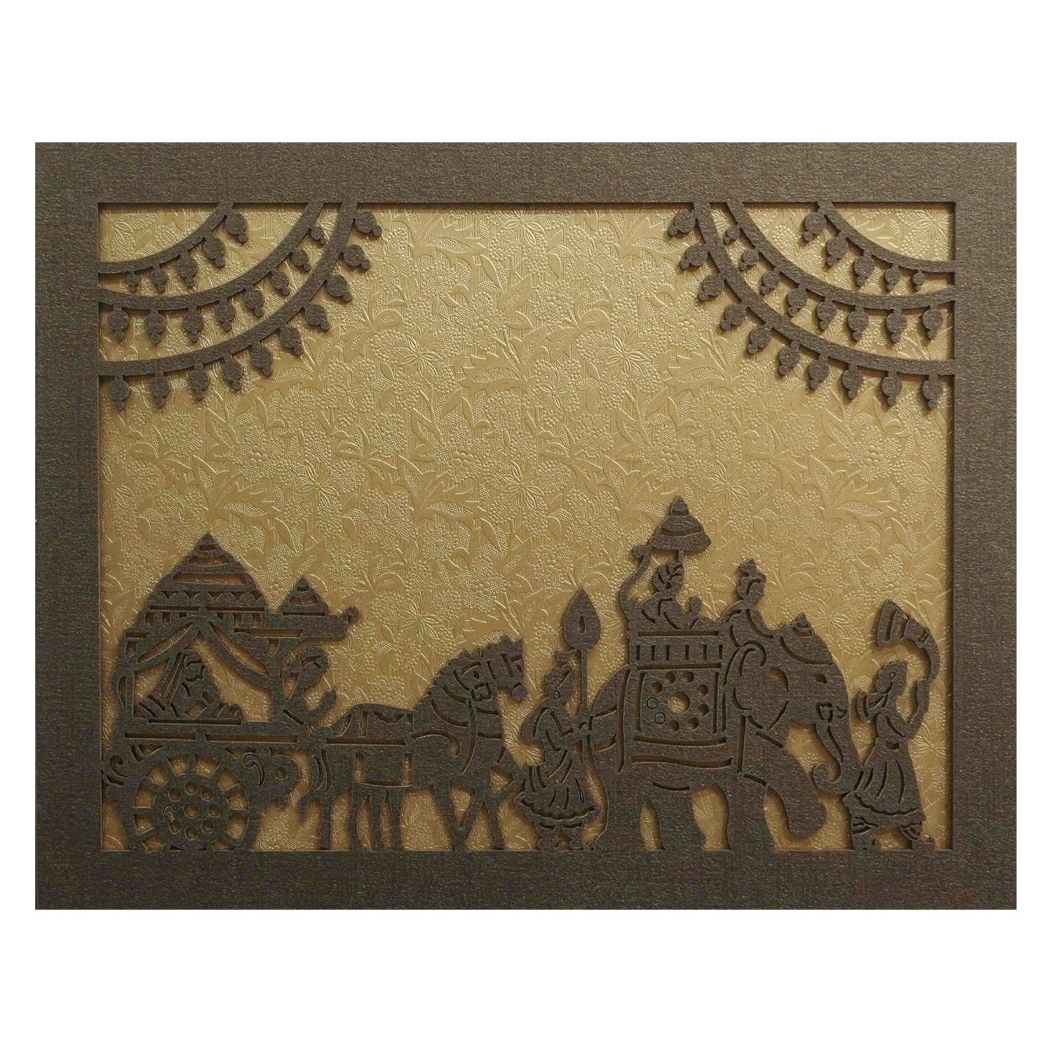 Golden Lazer Cut MDF Invitation Card-KSI11590
