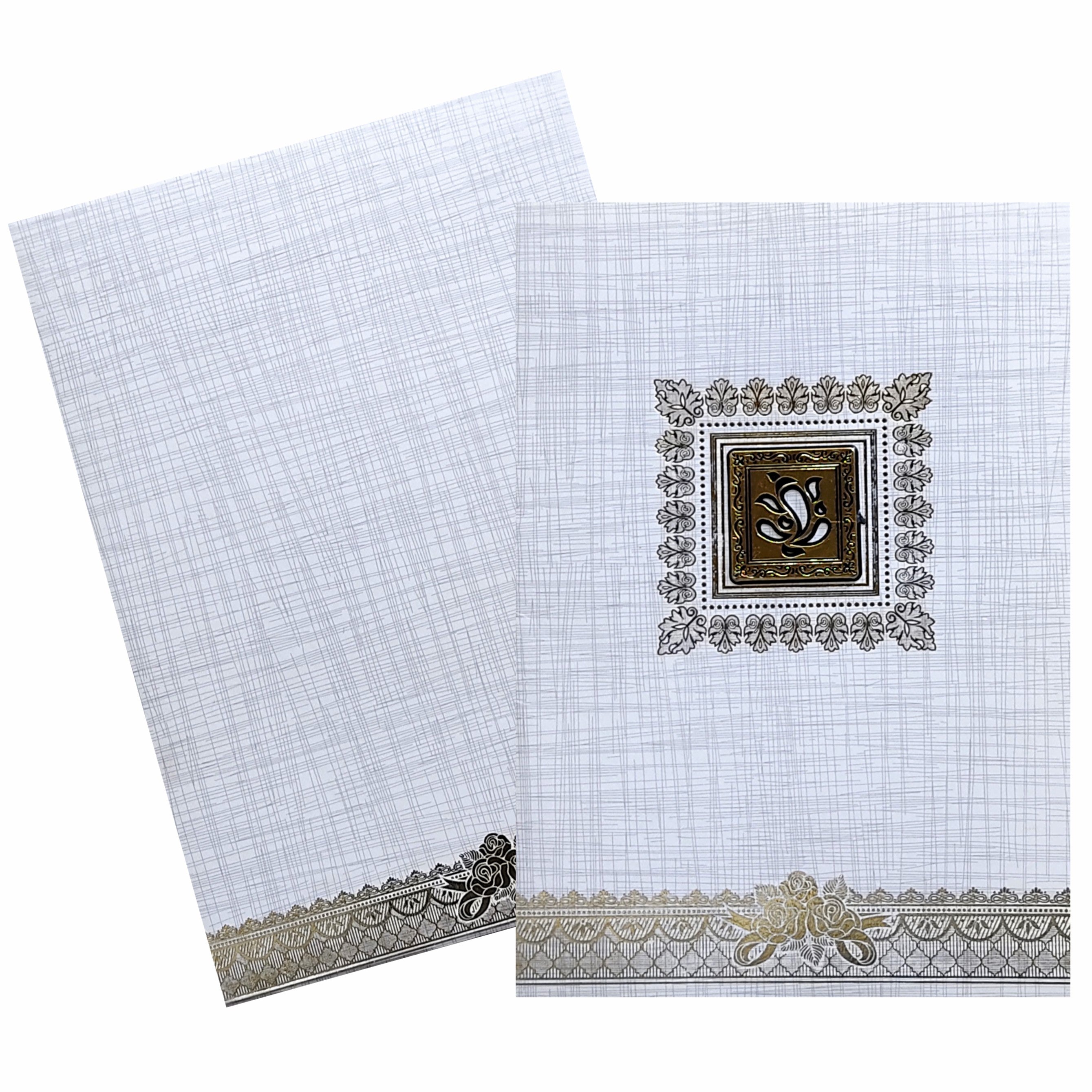 Grey Metallic Invitation Card With Gold Foiling Design-KNCP23GF