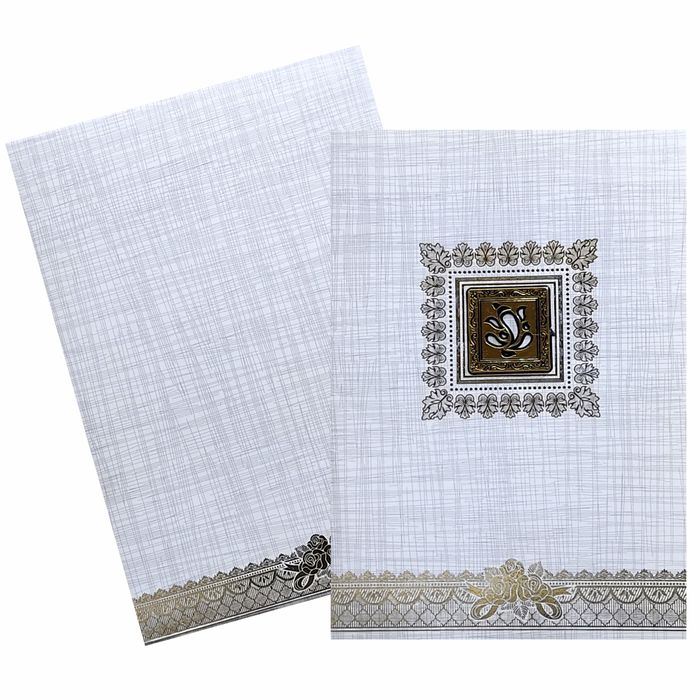 Grey Metallic Invitation Card With Gold Foiling Design-KNCP23GF-King of Cards