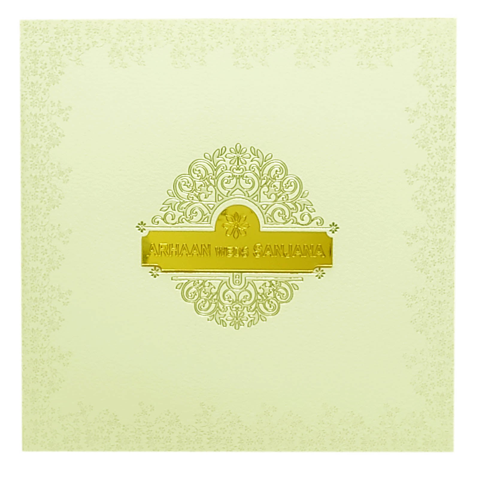 White Padded Nameplate Invitation Card-KRC29072