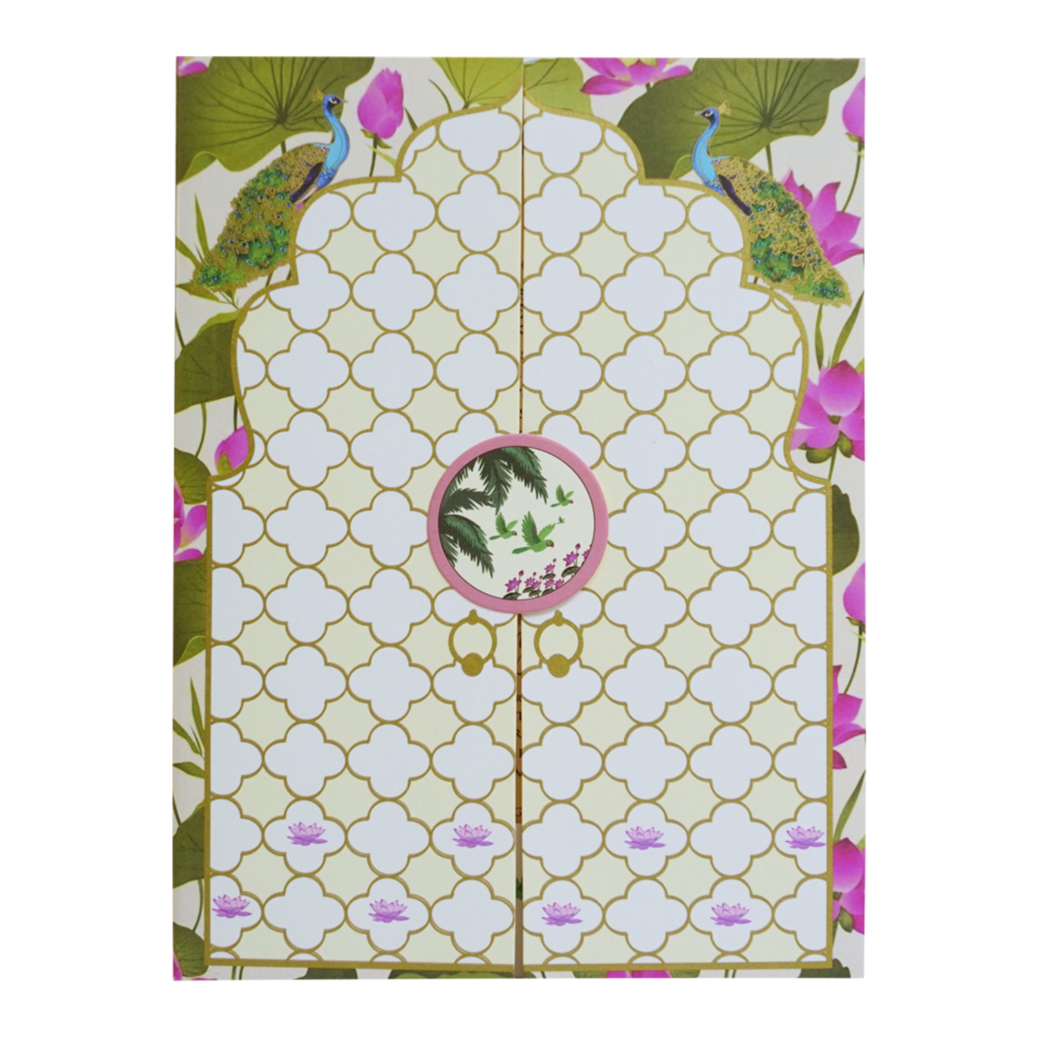 Cream Pattern Design Wedding Invitation-KBM04890