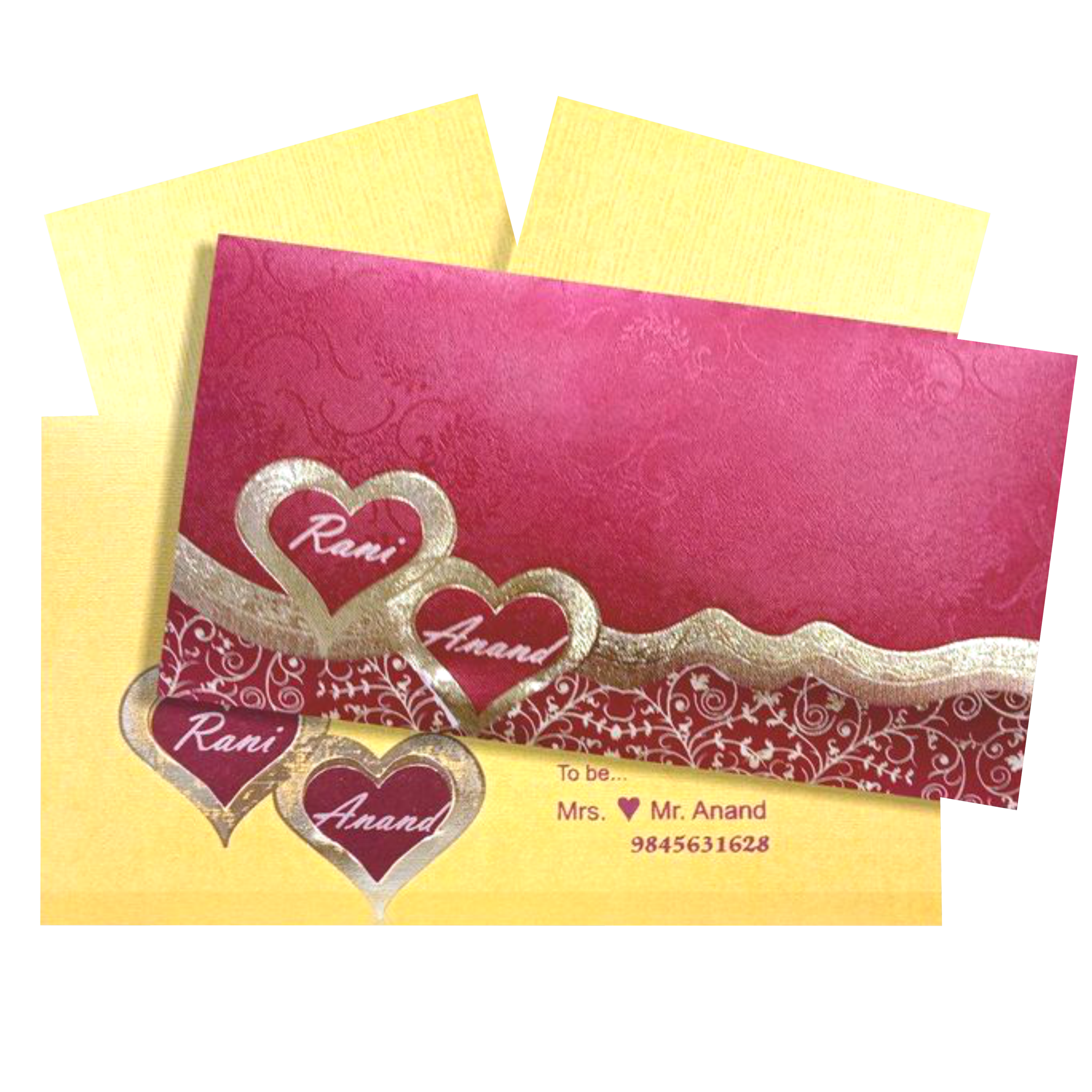 Enchanting Maroon Shading With Gold Foiling Personal Wedding Card - KNKSP732