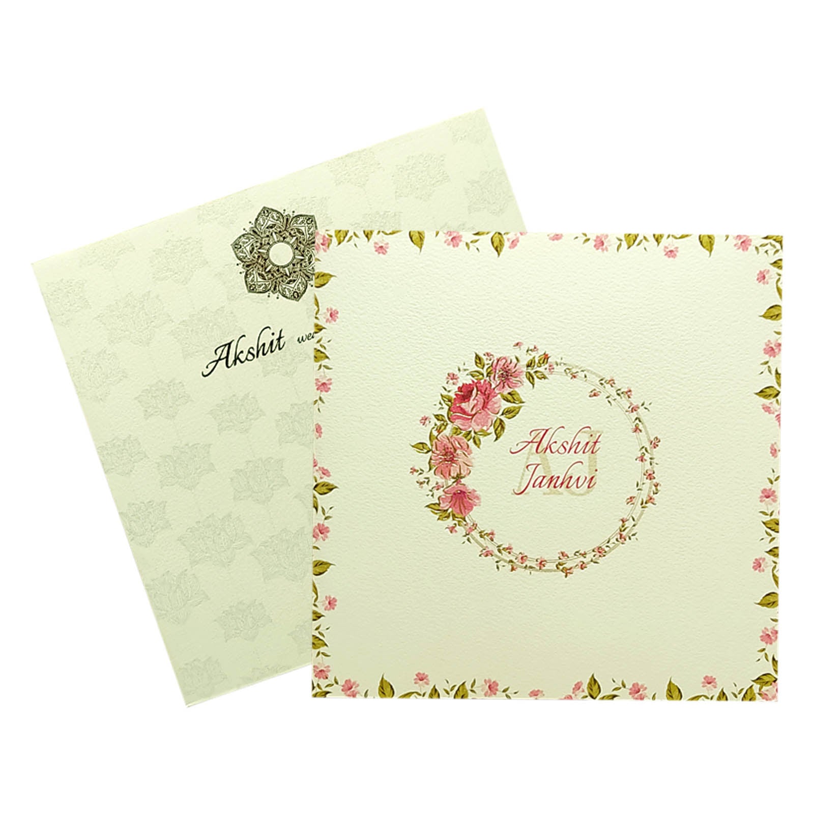White Pink Floral Invitation Card-KRC29401
