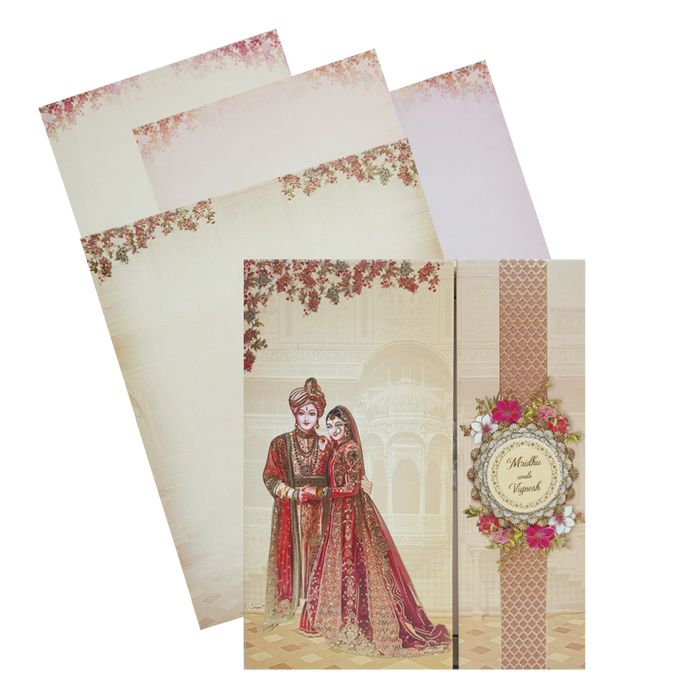 Light Brown Bride Groom Wedding Invitation Card-King of Cards