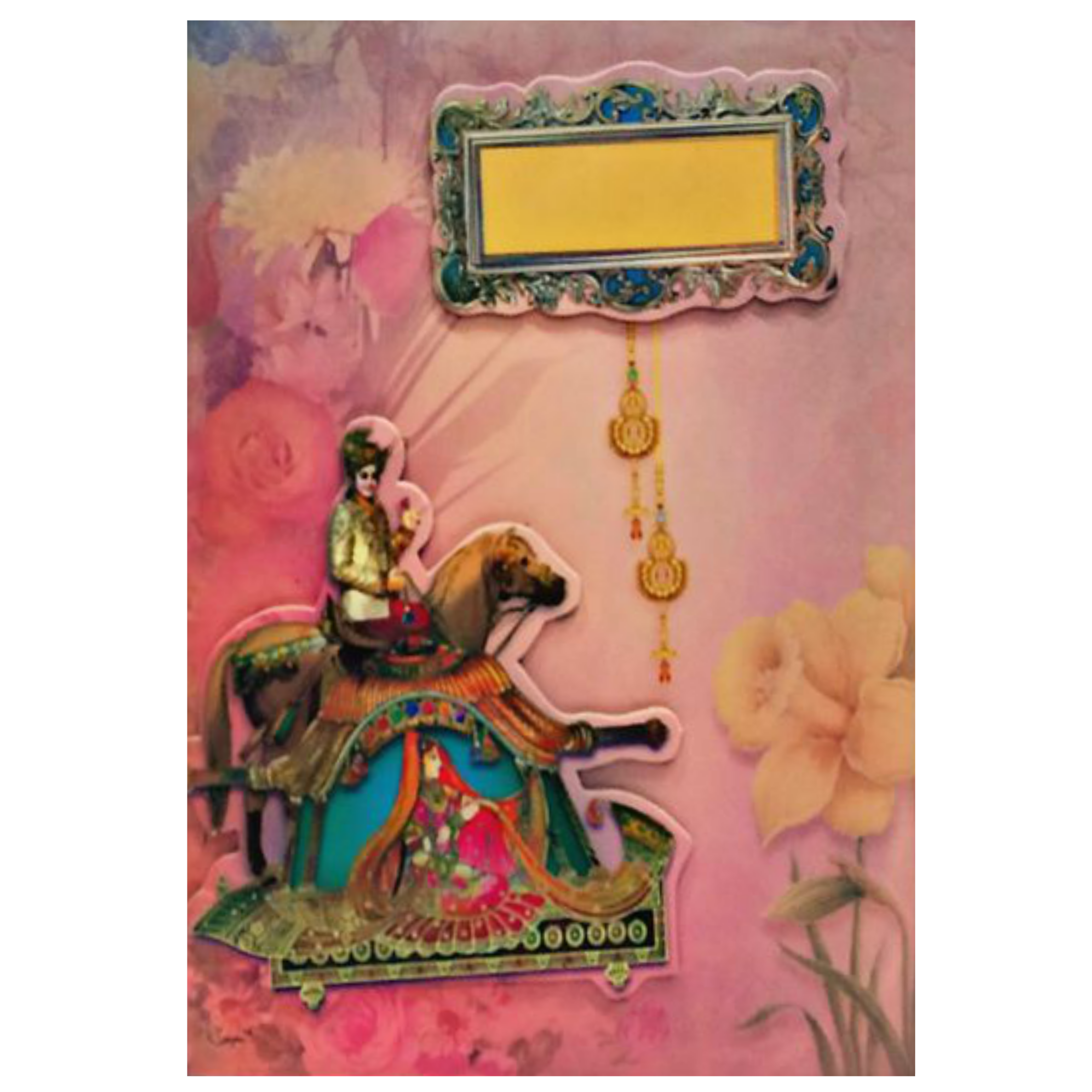 Marvelous Peach Color Baraat Theme Padding Invitation Card - KNKZAC139