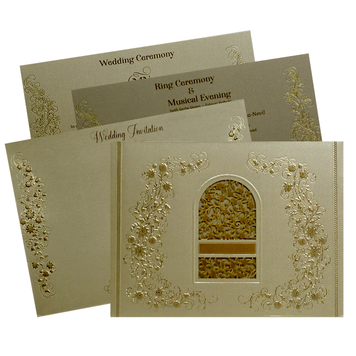 Golden Brown Floral Invitation-KSI12360