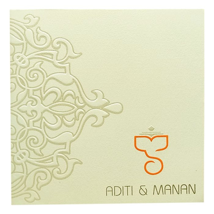 White Embossed Box Invitation Card-King of Cards