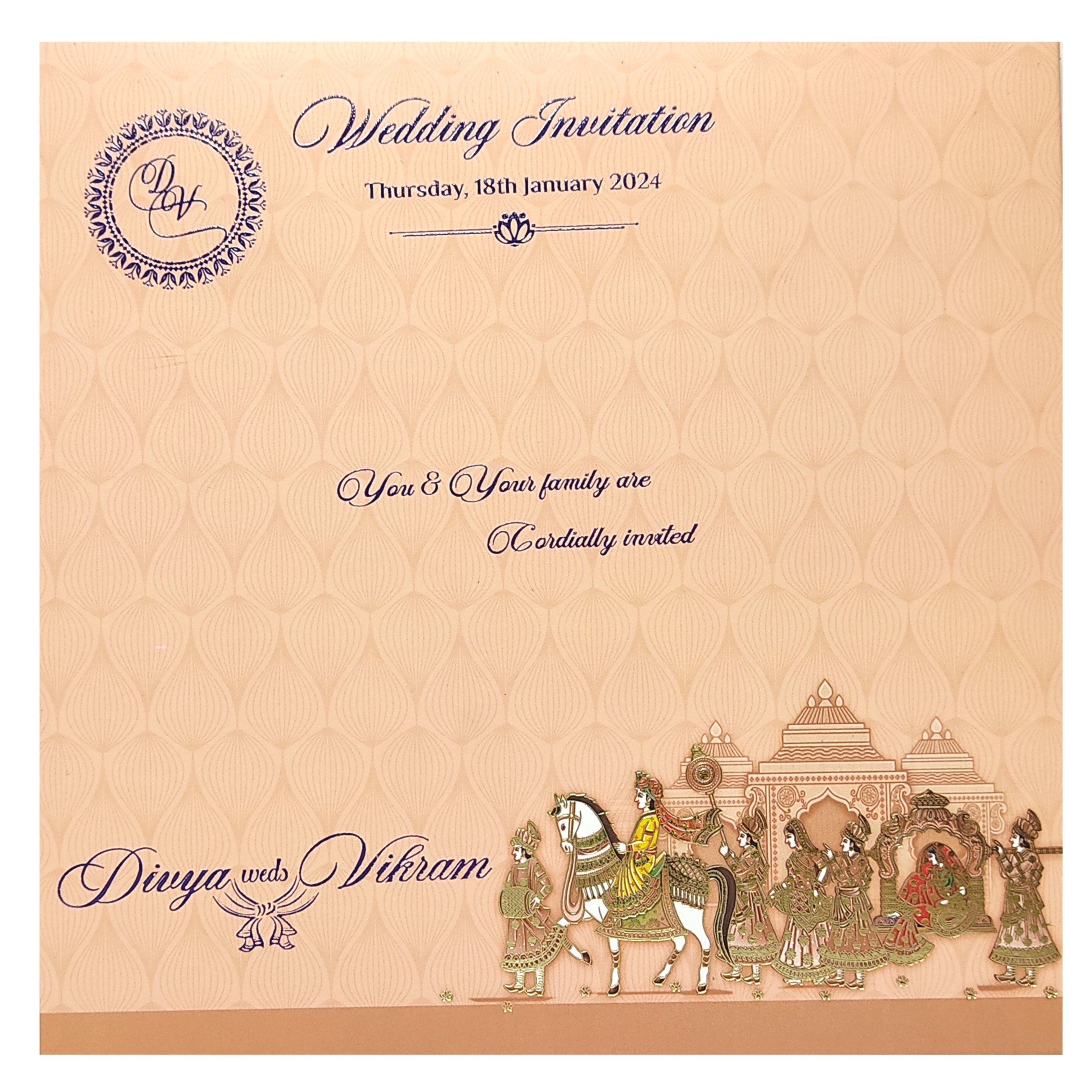 Beige Premium Dohli Invitation Card-KNPO04ZO