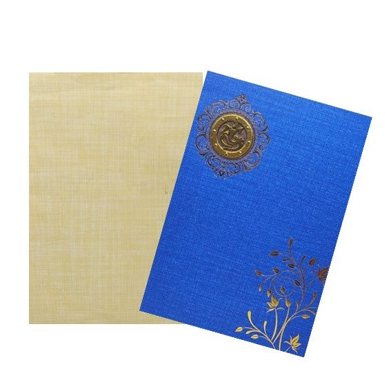Blue Classic Paper Print With Awesome Leaves Design And Ganesha Sticker-KNCP826B-King of Cards
