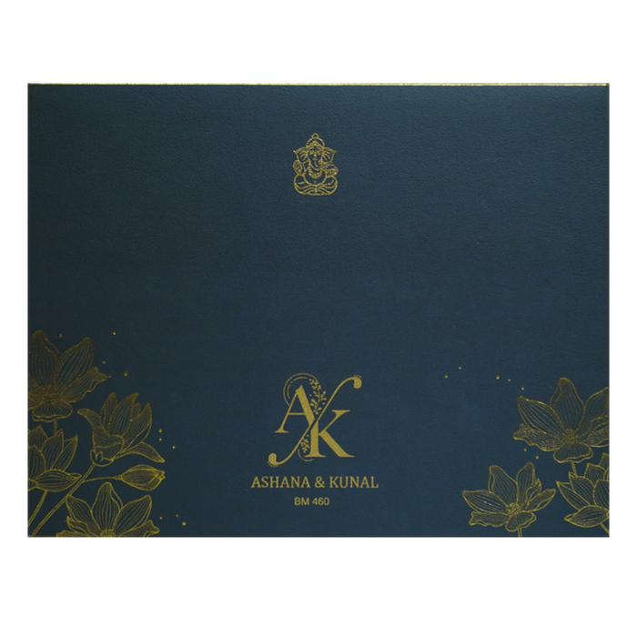 Blue Floral Wedding Card Design-King of Cards