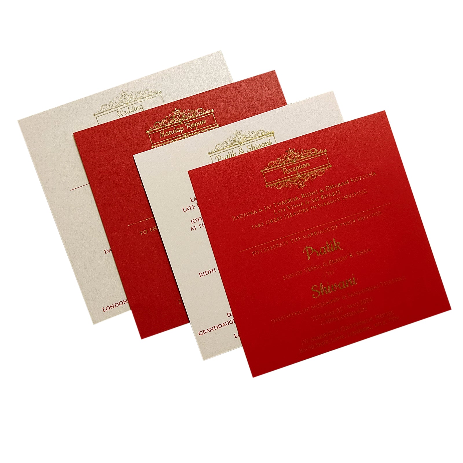 Red Floral Nameplate Door Wedding Card-KPR05510