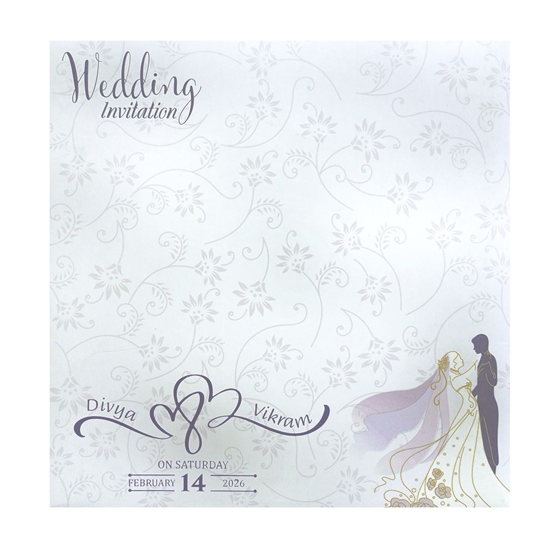Purple Offset Berry Bride And Groom Wedding Invitation Card-KNBY5404