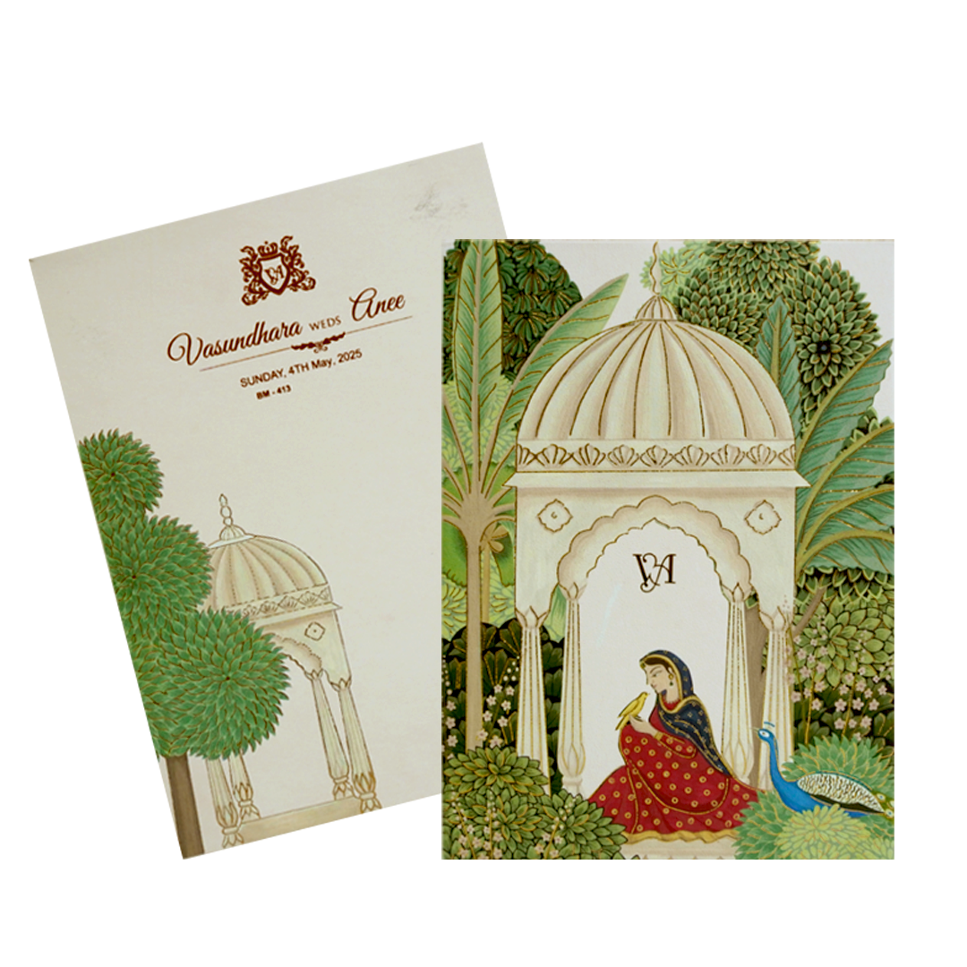 Cream Arch Floral Wedding Card-KBM04131