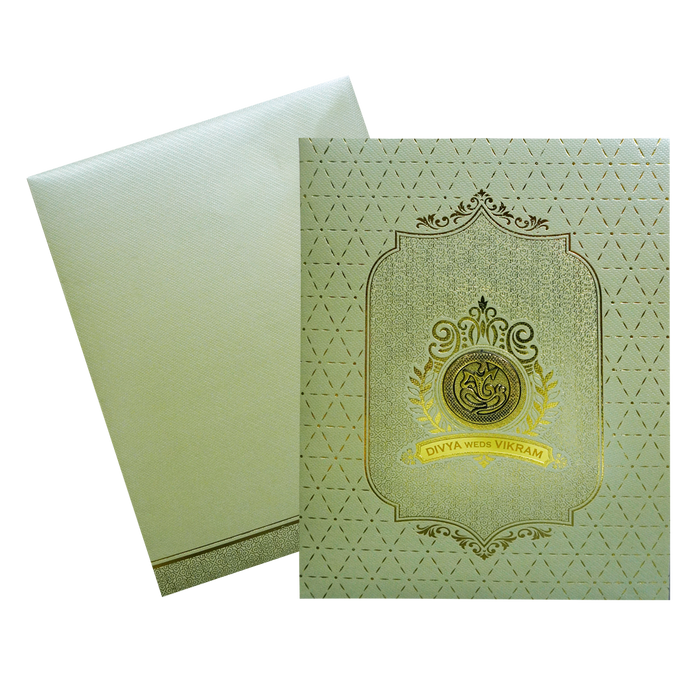 Pista Green Textured Wedding Card-King of Cards