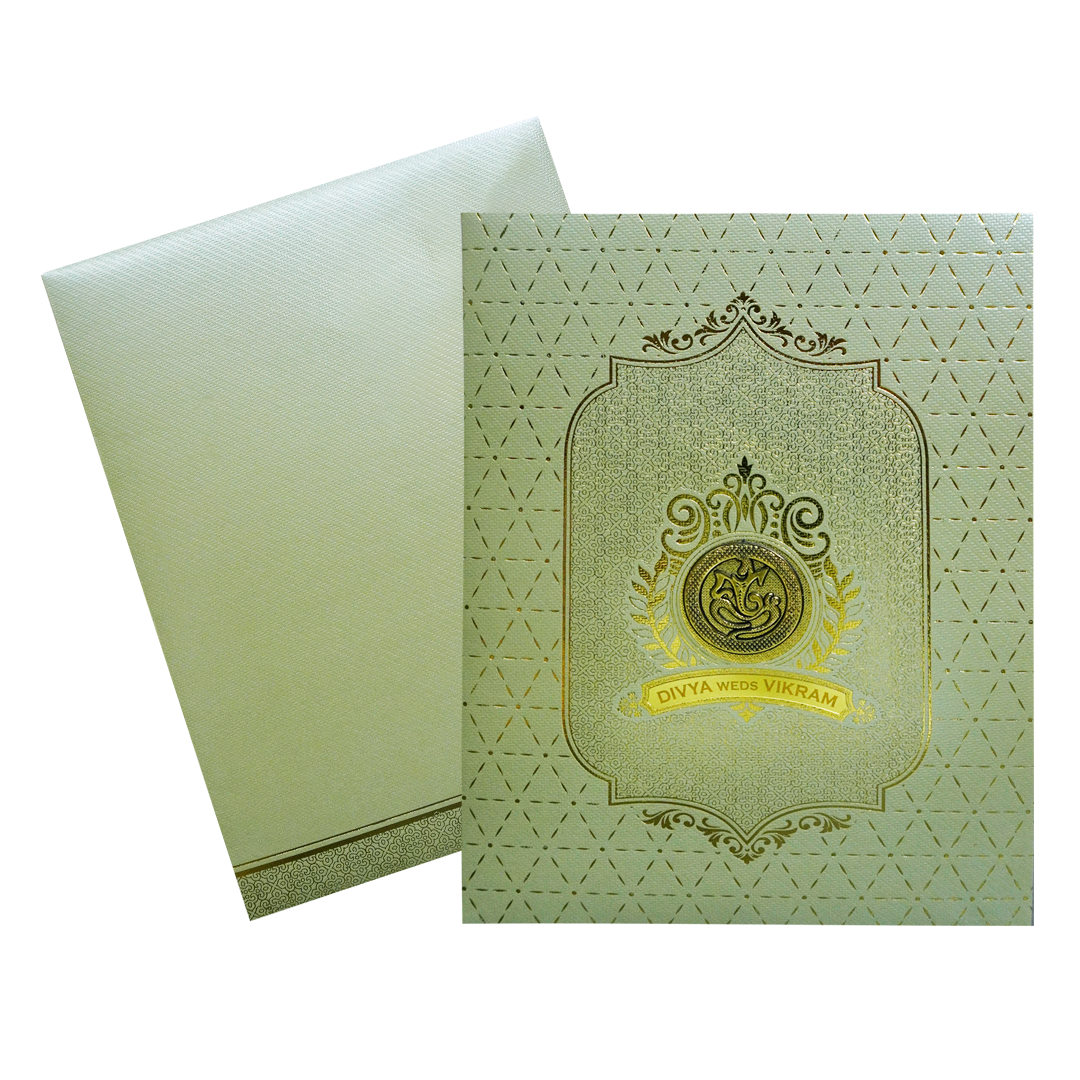 Pista Green Textured Wedding Card-KNKGN5032