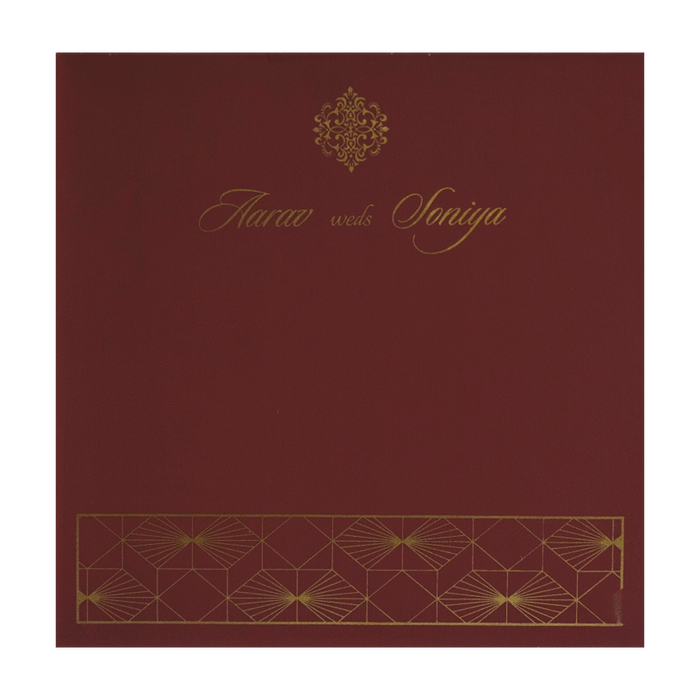 Maroon Pattern Gold Wedding Card-King of Cards