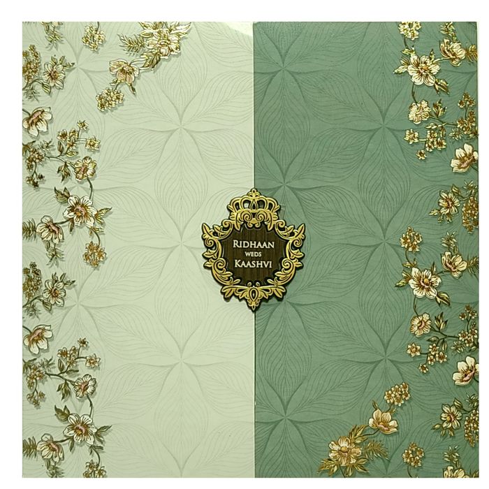 Green Cream Floral Invitation Card-King of Cards