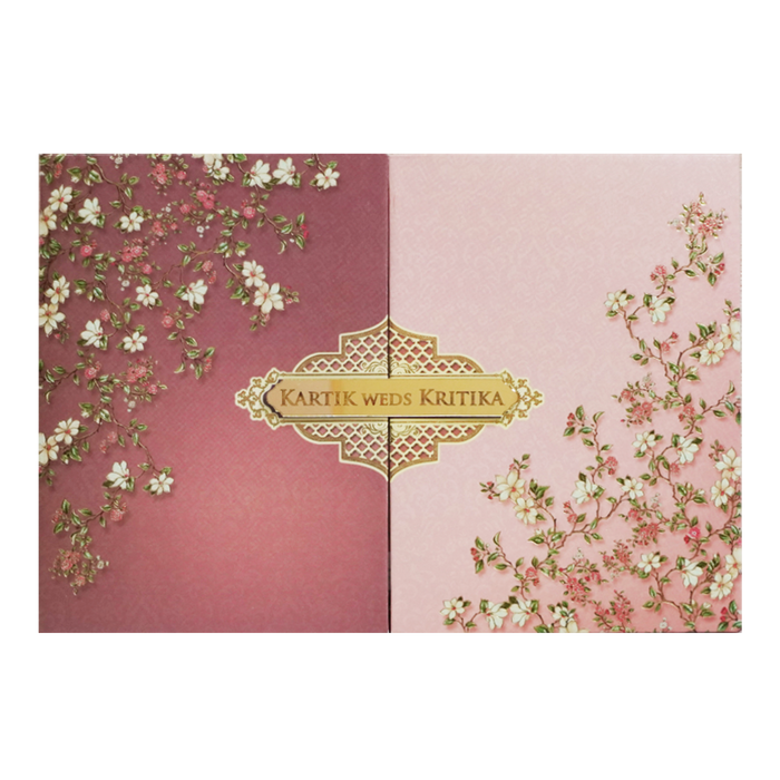 Beige Floral Door Padded Invitation Card-King of Cards