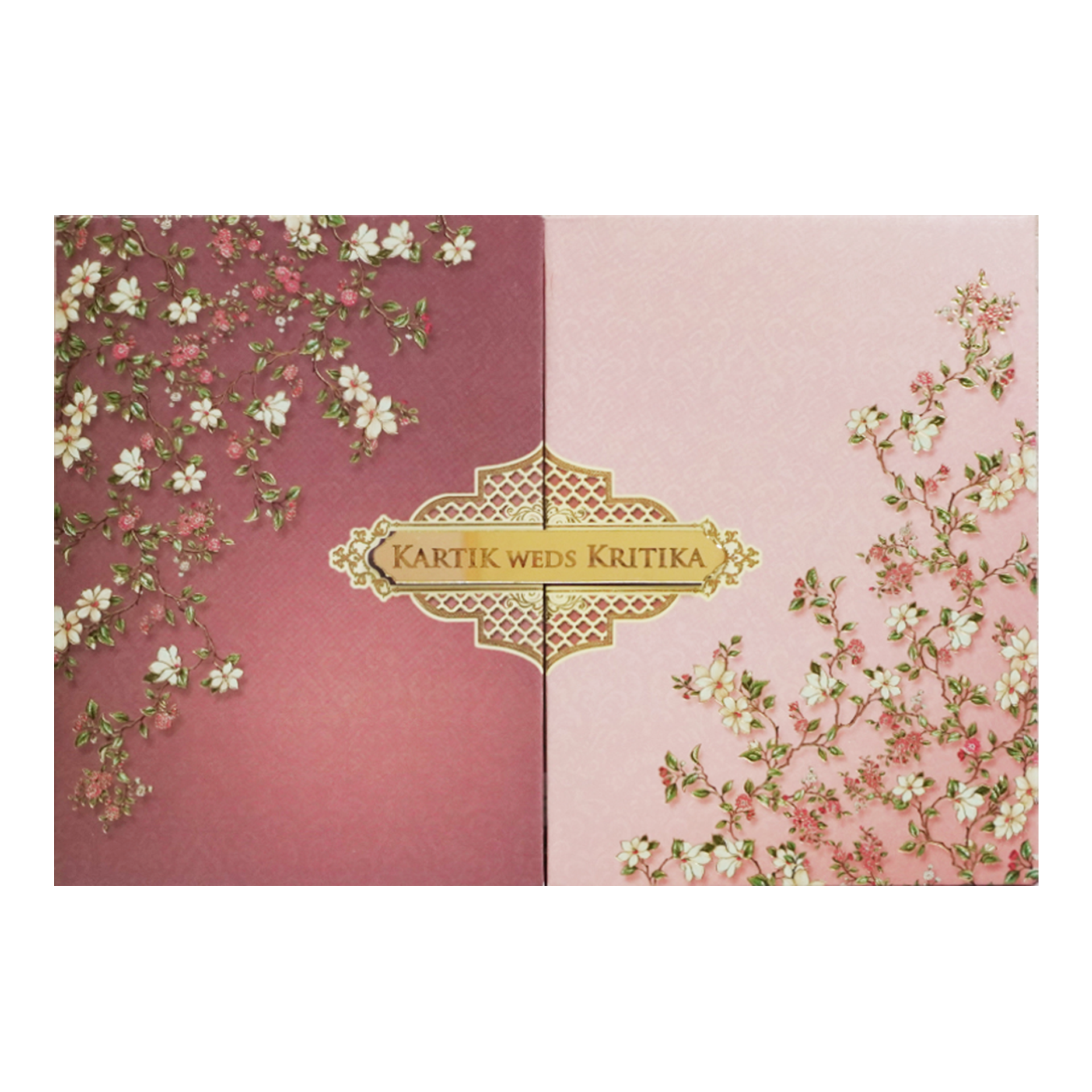 Beige Floral Door Padded Invitation Card-King of Cards