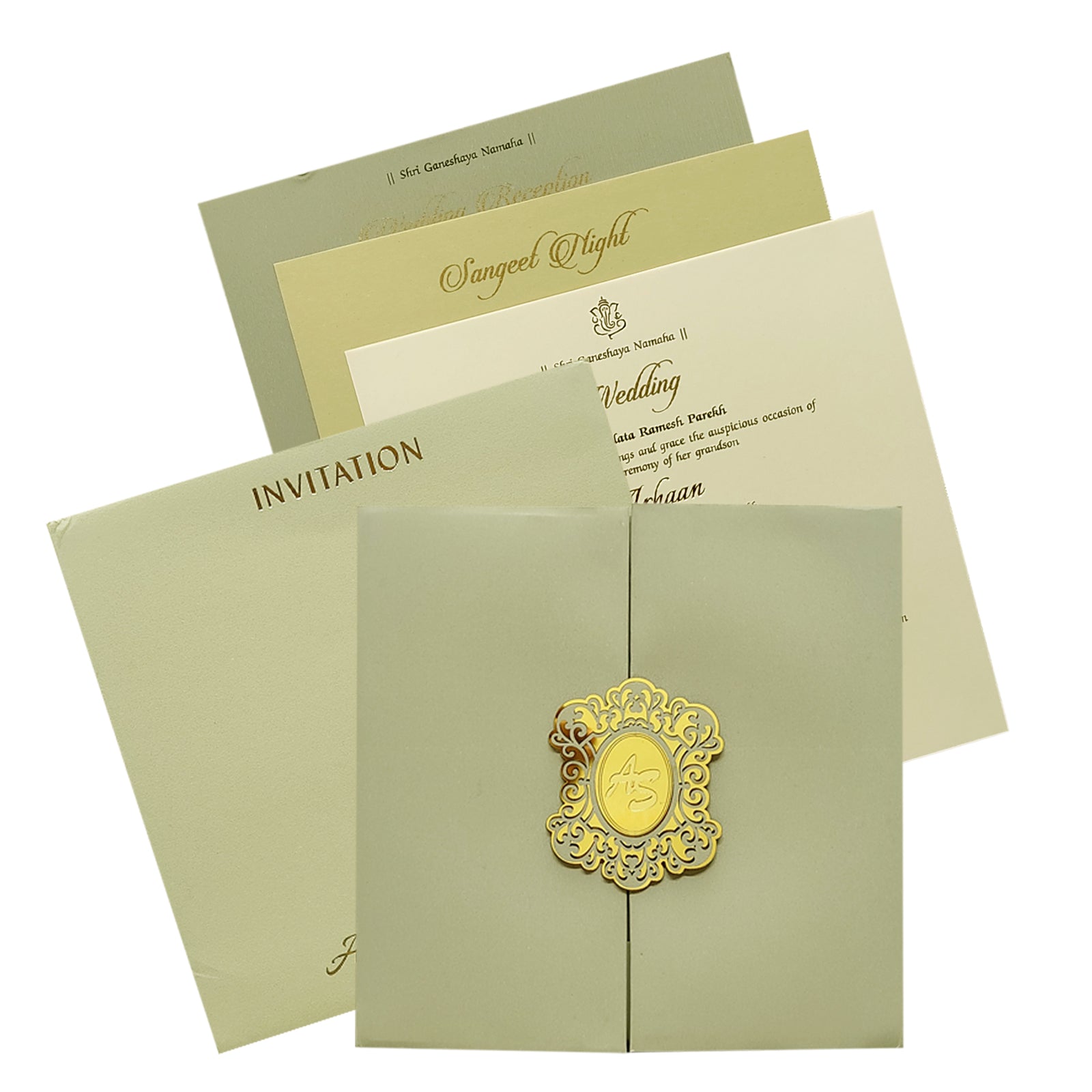 Selling Beige Door Padded invitation card online. Buying invitation cards made easy with King of Cards! &