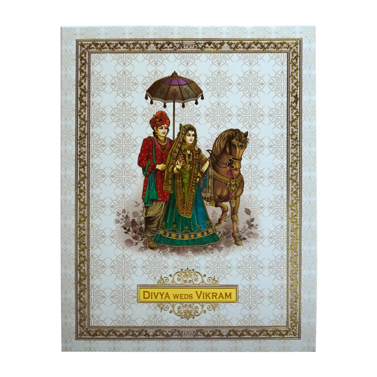 Ivory White Wedding Invitation-KNKN6310