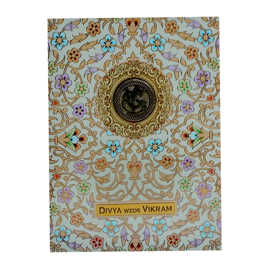 Light Green Gold Foiling Floral Wedding Card-KNKC4078