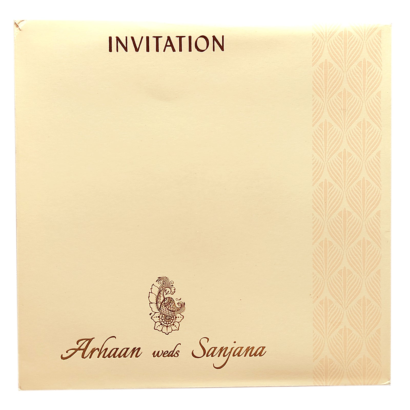 Peach Embossed Padded Invitation Card-KRC27421