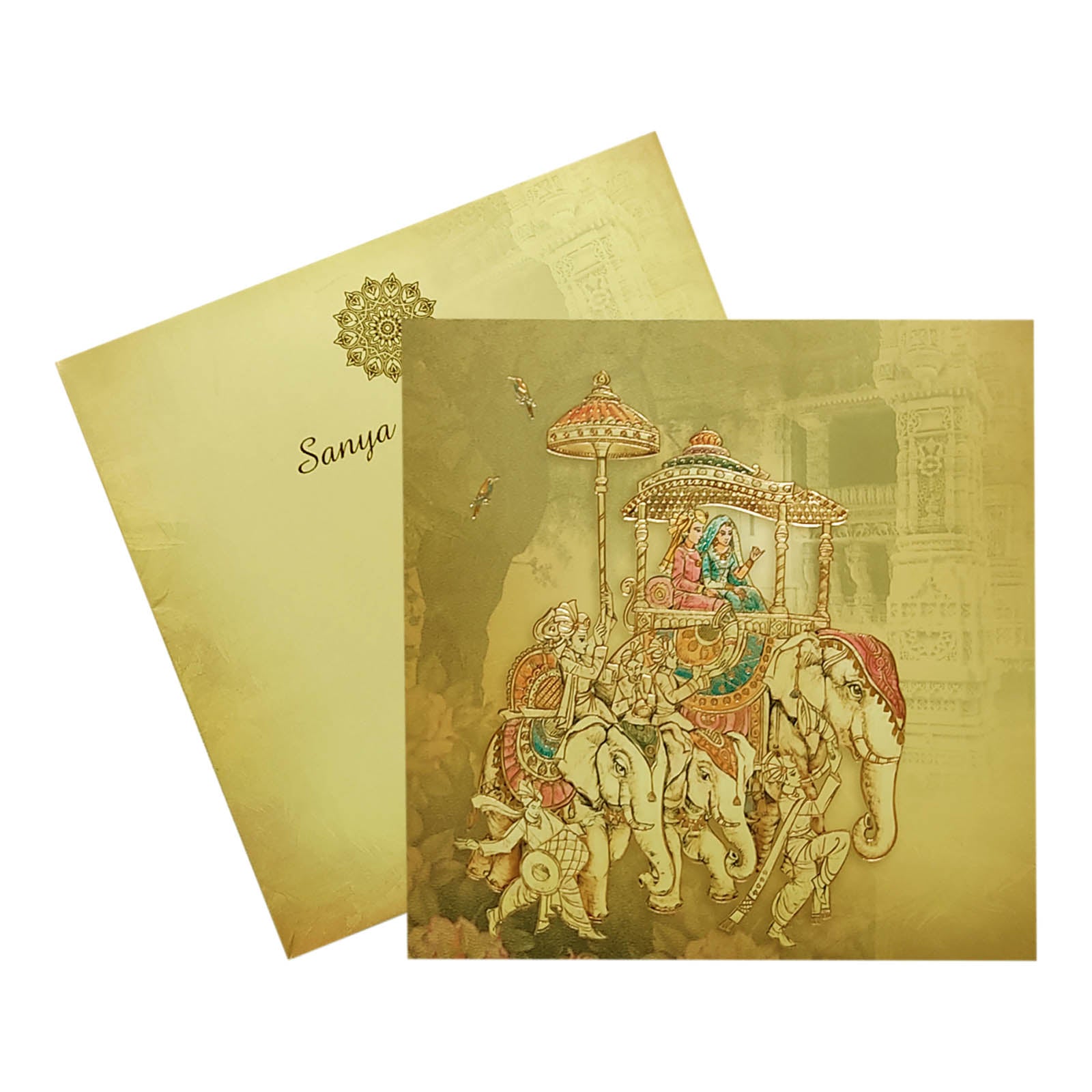 Mustard Elephant Invitation Card-KRC29580