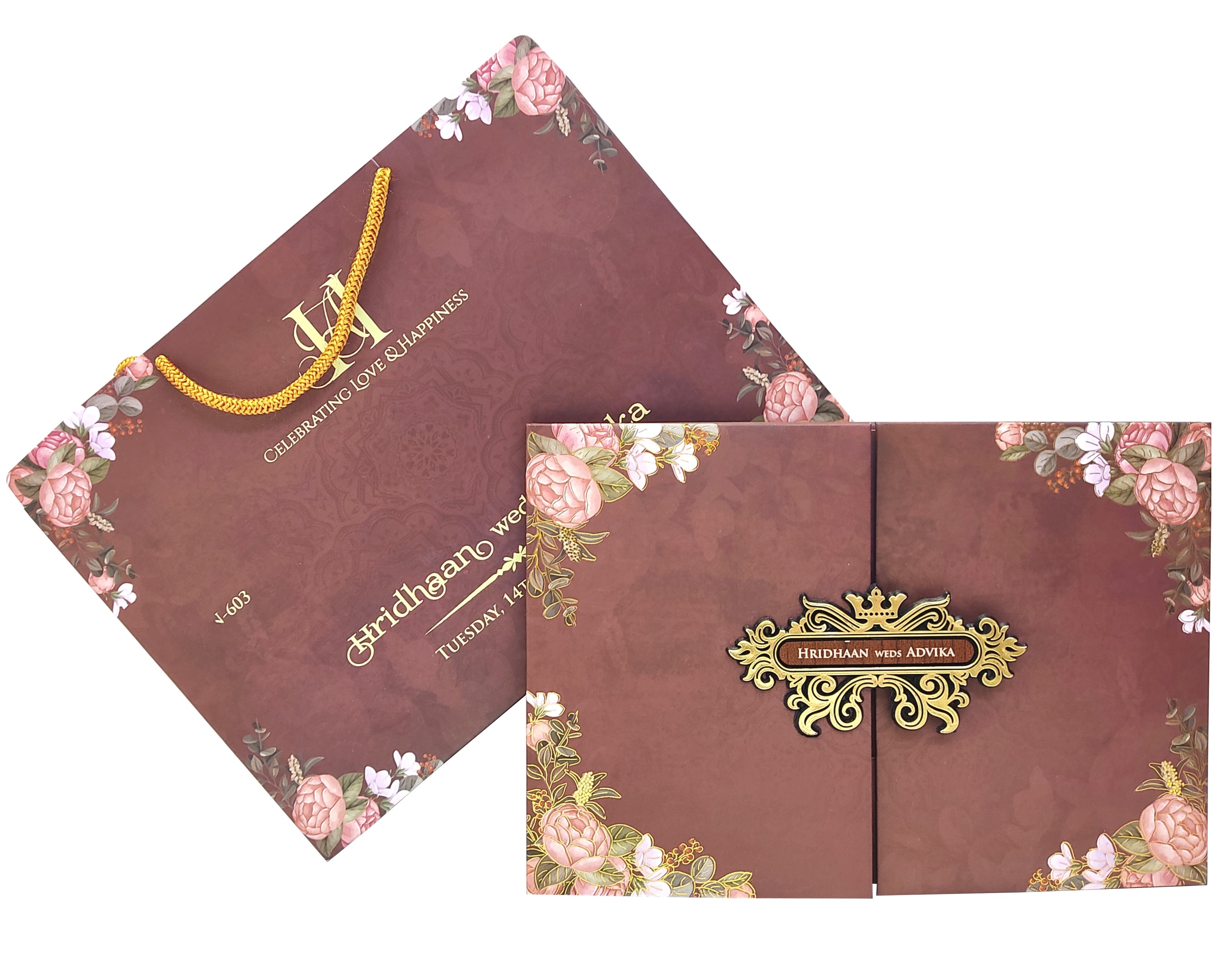 Dark Mauve Wedding Card-KVN06030