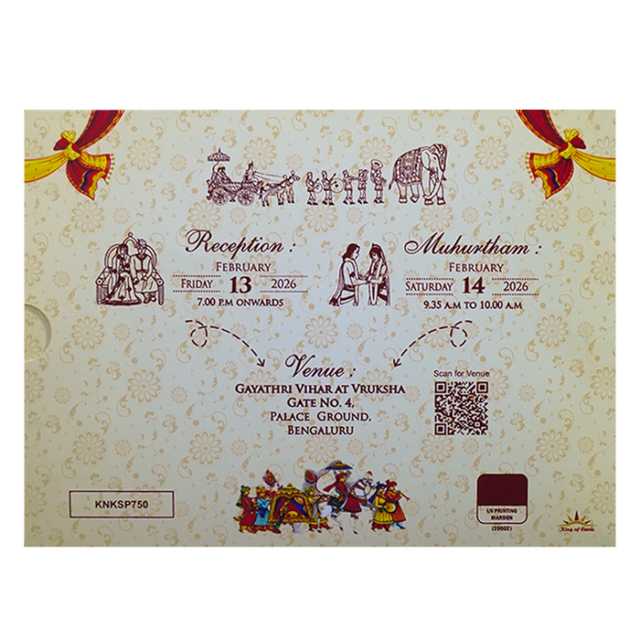 Cream Bride Groom Slide Invitation Card-King of Cards