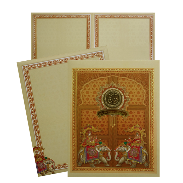 Light Yellow Elephant Wedding Card-King of Cards