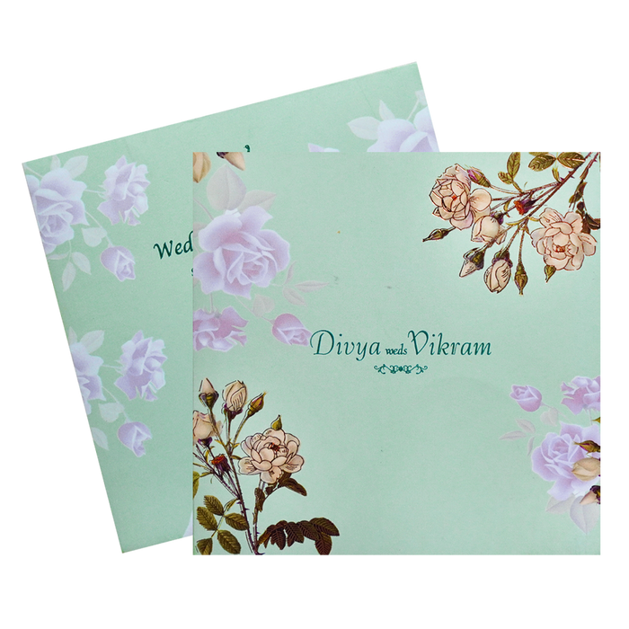Green Pink Floral Invitation Card-King of Cards