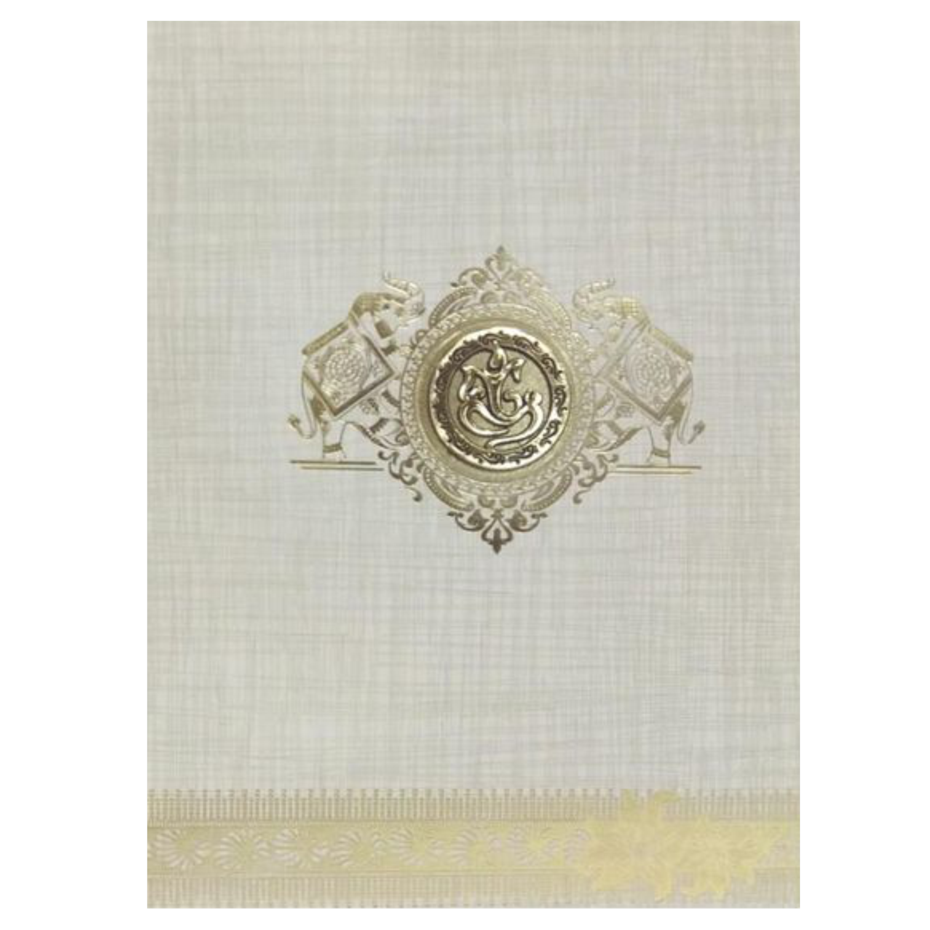 Cream Gold Foil Elephant Wedding Card-KNK5021S