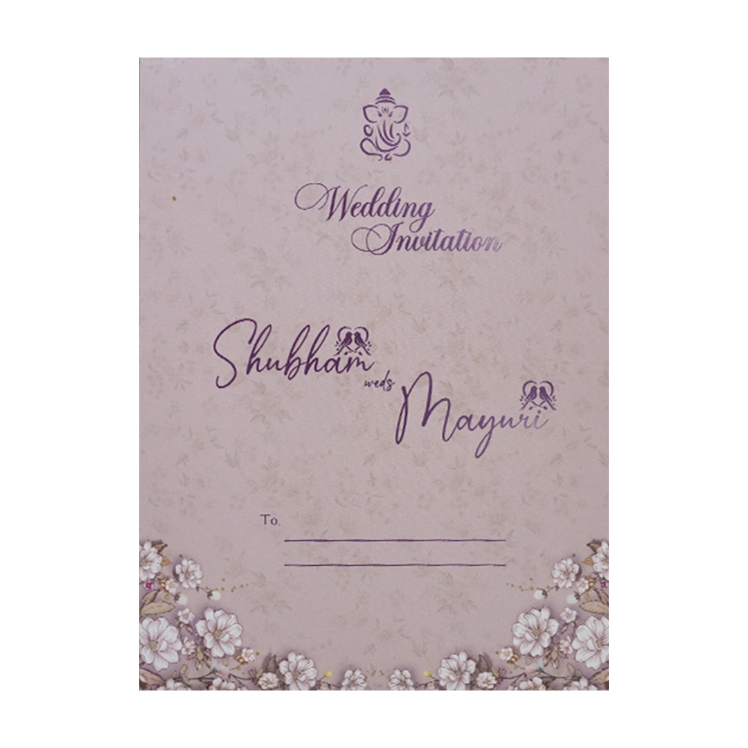 Lavender Floral Padded Wedding Card-KSH72460