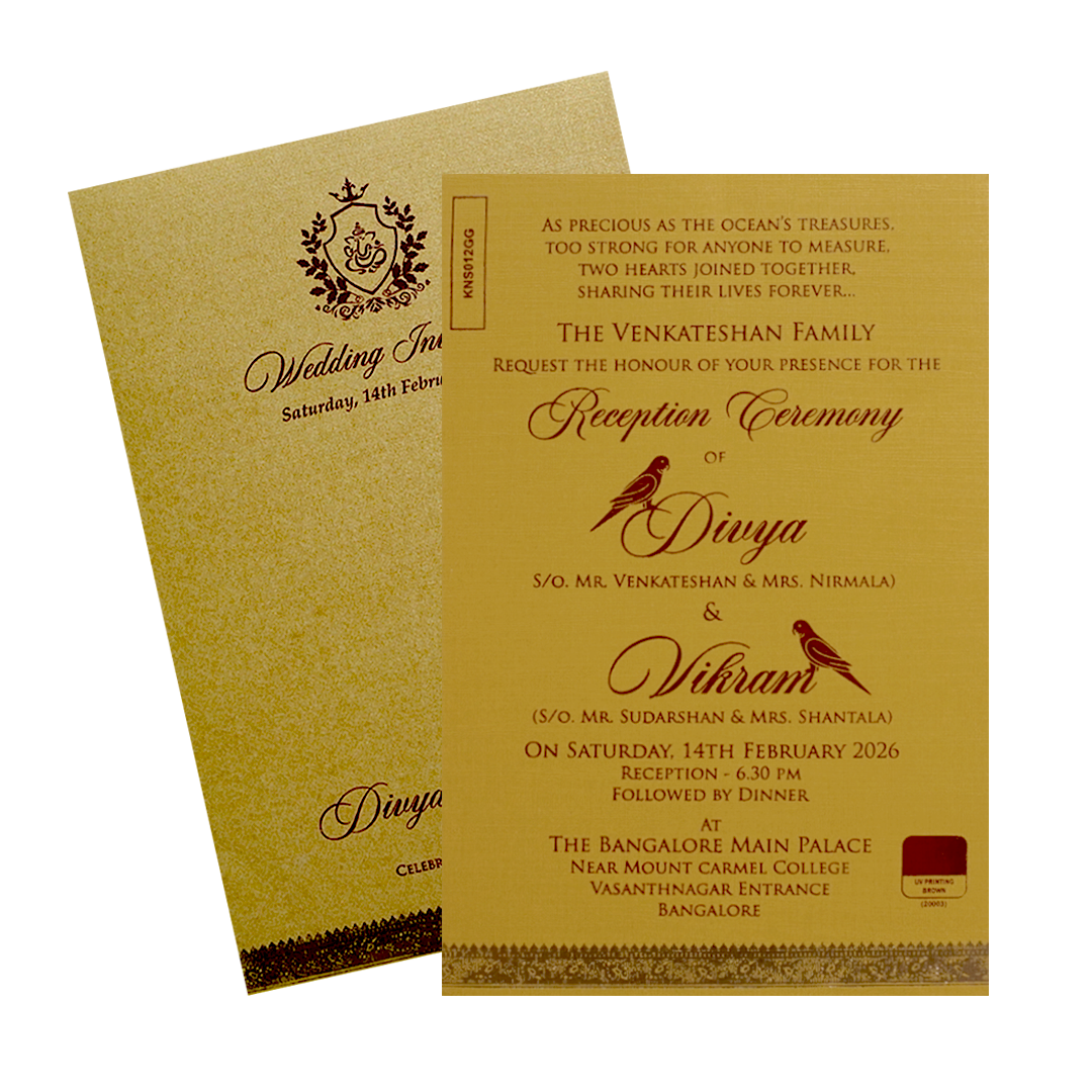 Cream single sheet with gold envelope invitation card-King of Cards