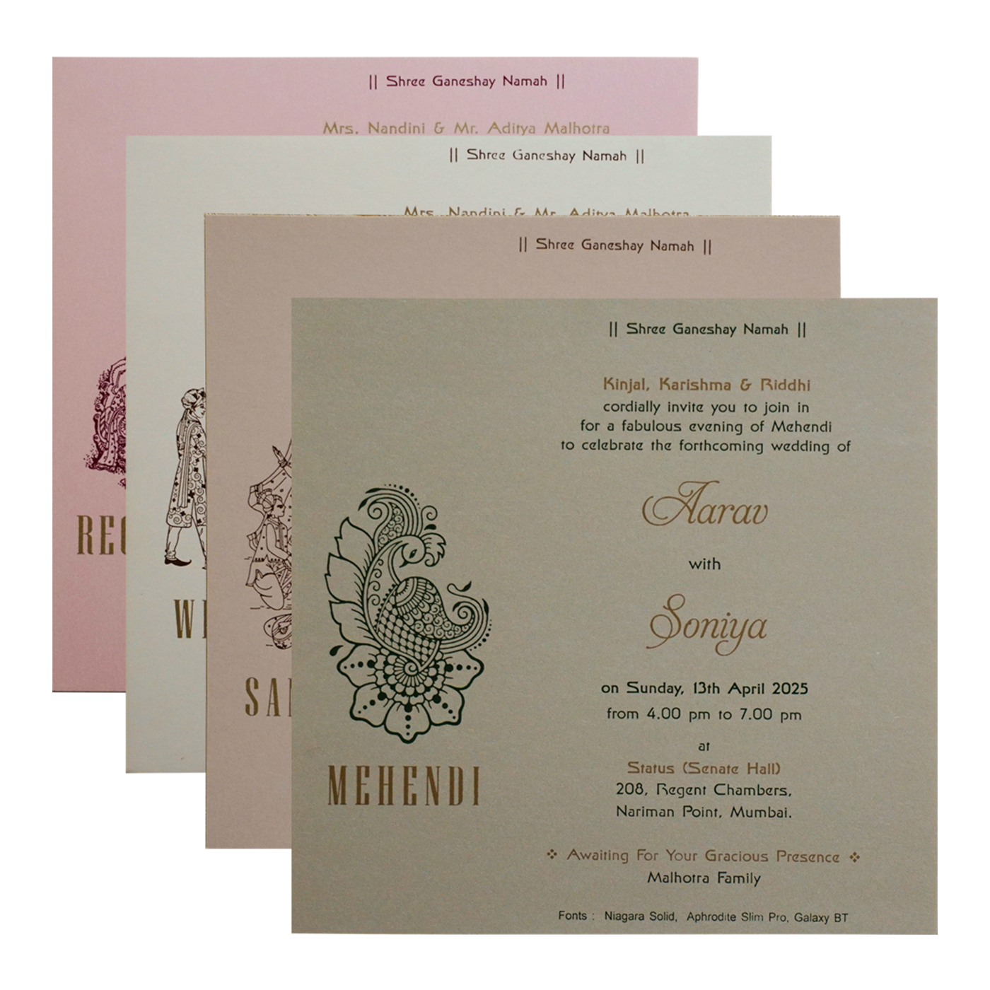 Light Pink Pattern Wedding Card-KRC30382